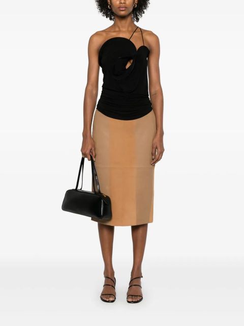 Christopher Esber scuffed-leather midi skirt - Neutrals