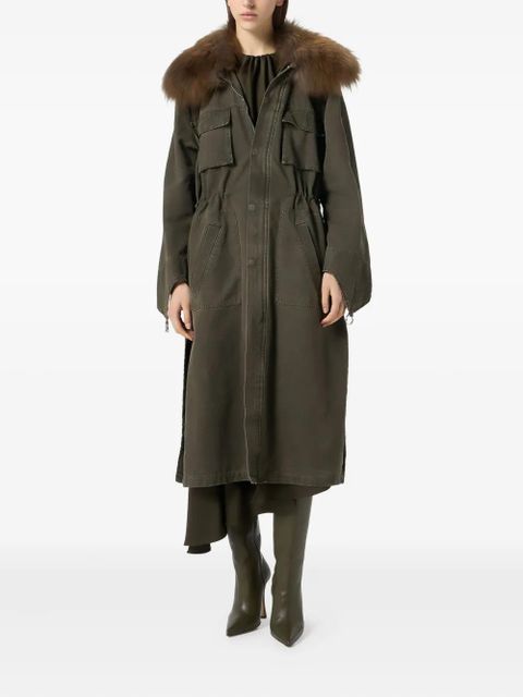 Blumarine fur-collar parka coat - Green