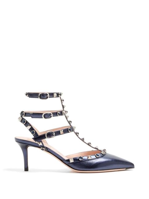 Valentino Garavani Rockstud pumps in laminated nappa leather with 65mm cabochon - Blue - zdjęcie produktu nr 1