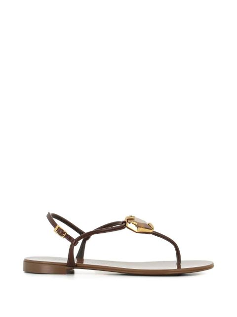 Giuseppe Zanotti gemstone detail leather sandals - Brown - zdjęcie produktu nr 1