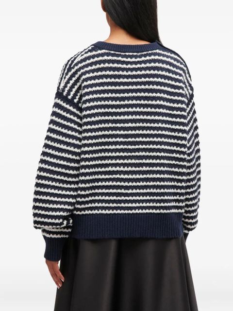 GANNI striped button-detail sweater - Blue