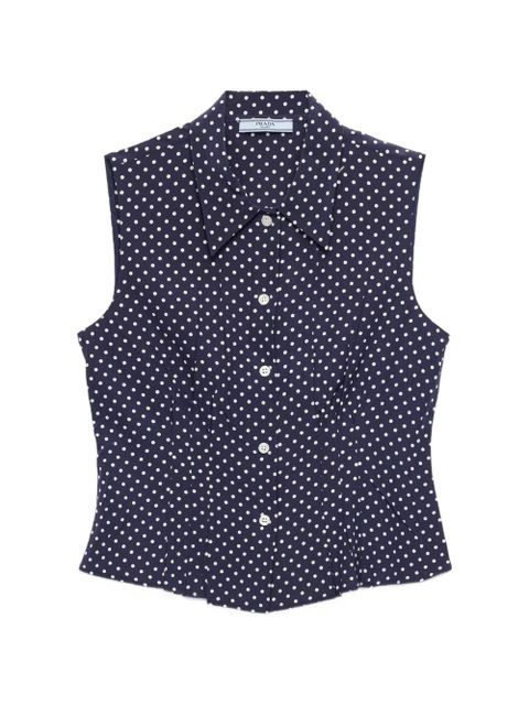 Prada sleeveless polka-dot marocain silk shirt - Blue - zdjęcie produktu nr 1