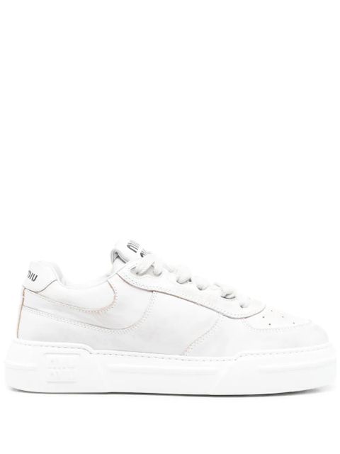 Miu Miu bleached leather sneakers - White