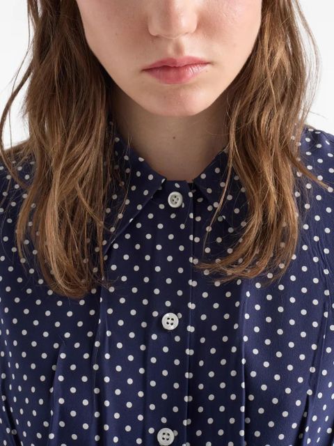 Prada sleeveless polka-dot marocain silk shirt - Blue