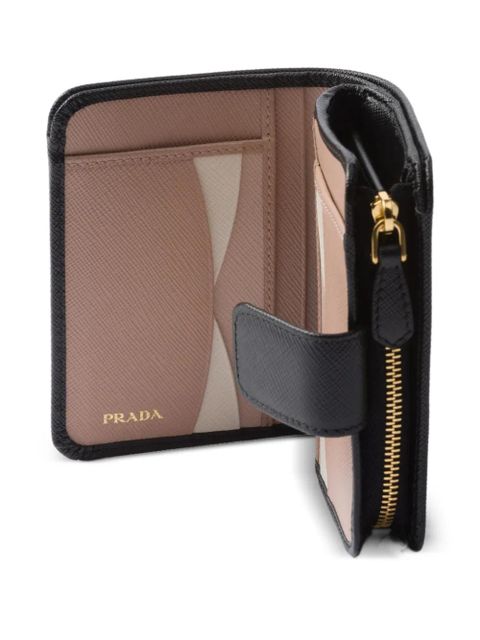 Prada snap fastener small leather wallet - Neutrals