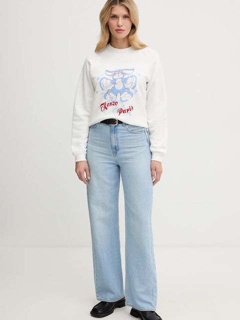 Kenzo bluza bawełniana damska kolor biały z nadrukiem FG52SW2034MJ - zdjęcie produktu nr 2