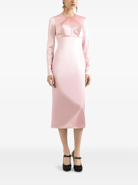 Dolce & Gabbana round-neck satin midi dress - Pink