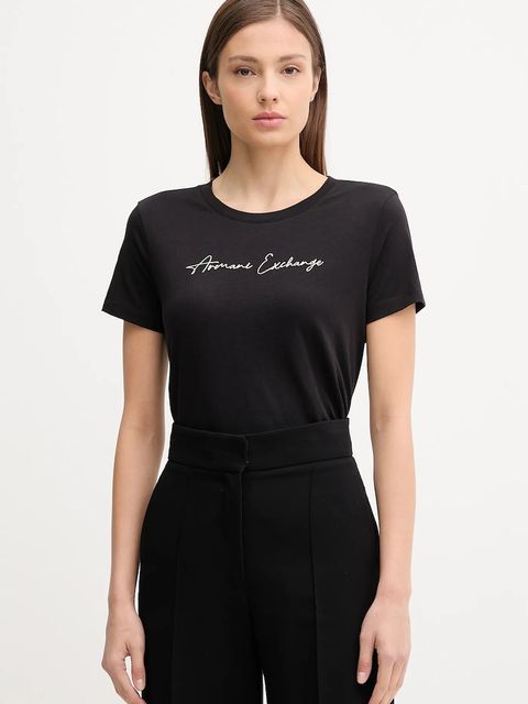 Armani Exchange t-shirt bawełniany damski kolor czarny XW000839 AF10356 - zdjęcie produktu nr 1
