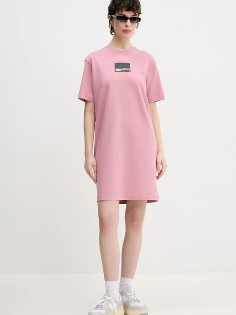 Karl Lagerfeld Jeans sukienka bawełniana kolor różowy mini prosta A2W13028 - zdjęcie produktu nr 2