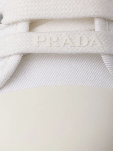 Prada triangle-logo canvas sneakers - White