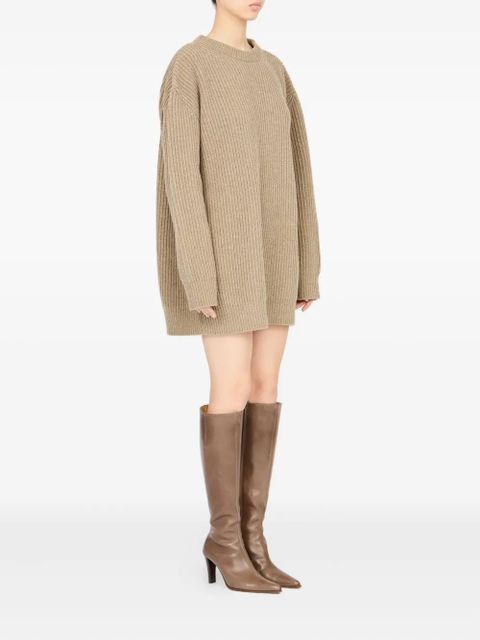 MM6 Maison Margiela ribbed crewneck mini dress - Neutrals