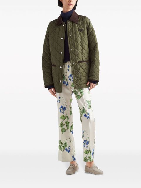 Prada floral-print twill trousers - White