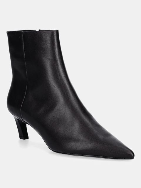 Calvin Klein botki skórzane ESS KITTEN HEEL ANKLE BOOT kolor brązowy na szpilce HW0HW02586 - zdjęcie produktu nr 1