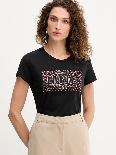 Liu Jo t-shirt bawełniany damski kolor czarny MF5456 JS923 - zdjęcie produktu nr 1