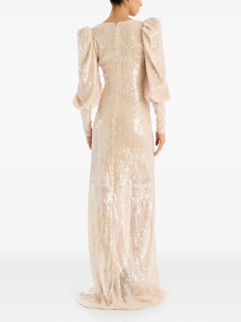 ROTATE BIRGER CHRISTENSEN sequin-embellishment puff-sleeve maxi dress - Pink