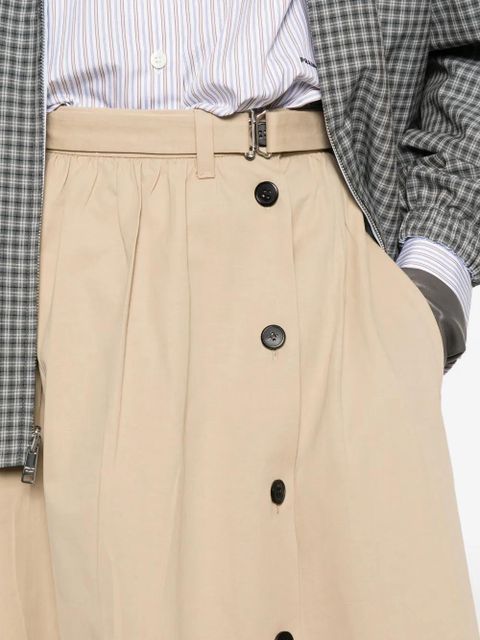 Prada button belted midi skirt - Neutrals