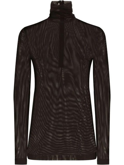 Dolce & Gabbana sheer half-zip mesh top - Black - zdjęcie produktu nr 1