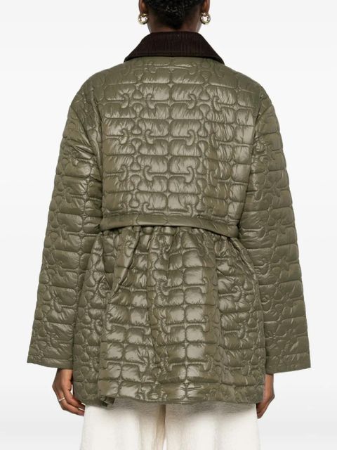 GANNI corduroy collar quilted jacket - Green