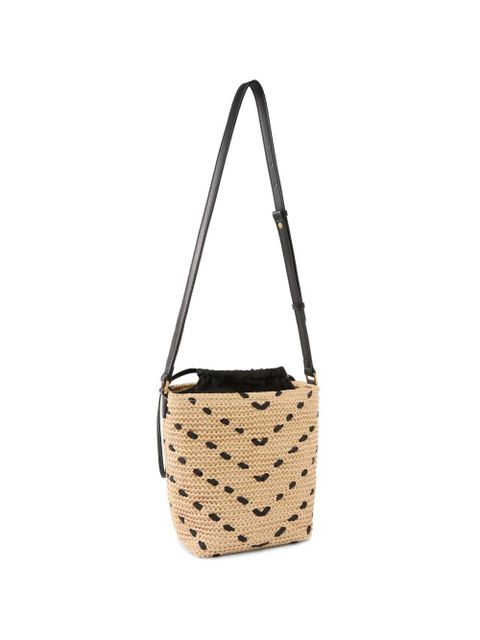 PINKO raffia drawstring bucket bag - Neutrals - zdjęcie produktu nr 1