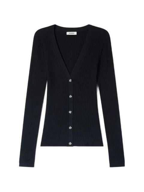 SANDRO ribbed button cardigan - Black - zdjęcie produktu nr 1
