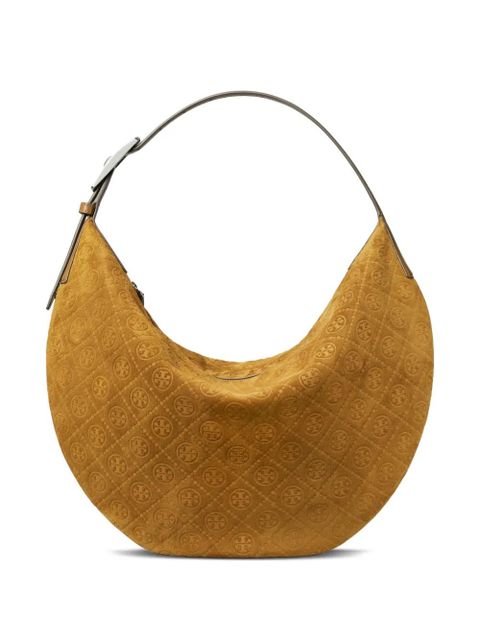 Tory Burch Balloon T-monogram suede shoulder bag - Brown