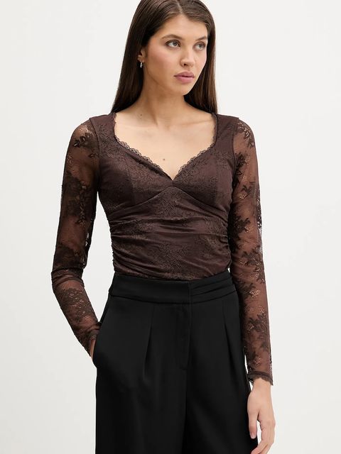 Abercrombie & Fitch bluzka damska kolor brązowy w kwiaty KI139-5872-480 - zdjęcie produktu nr 1