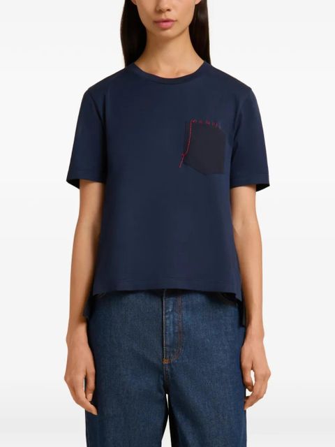 Marni poplin-pocket logo T-shirt - Blue - zdjęcie produktu nr 2