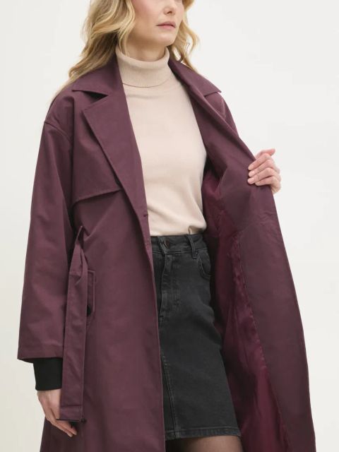 Answear.LAB trencz damski kolor bordowy przejściowy