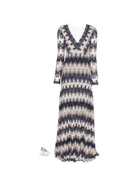 Missoni zigzag-pattern V-neck maxi dress - Blue - zdjęcie produktu nr 1