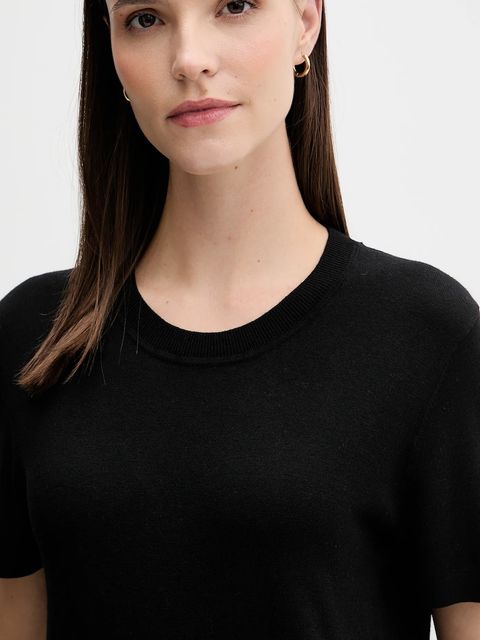 United Colors of Benetton t-shirt z jedwabiem damskie kolor czarny 1ZRED10BK