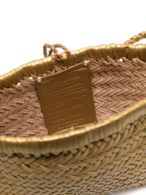 DRAGON DIFFUSION Minsu leather interwoven shoulder bag - Gold