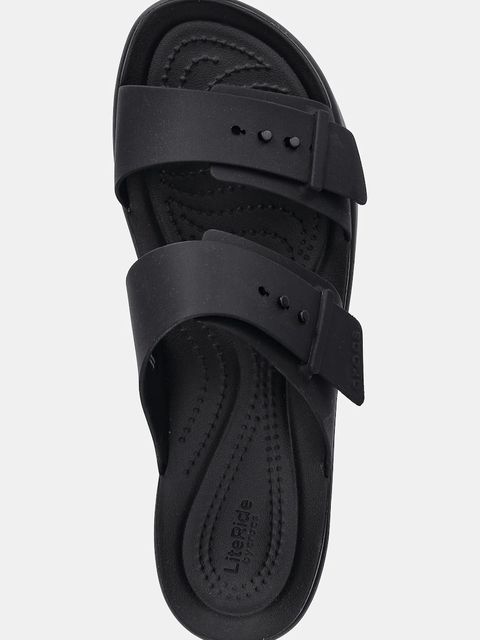 Crocs klapki Brooklyn Buckle Low damskie kolor czarny na platformie 211215