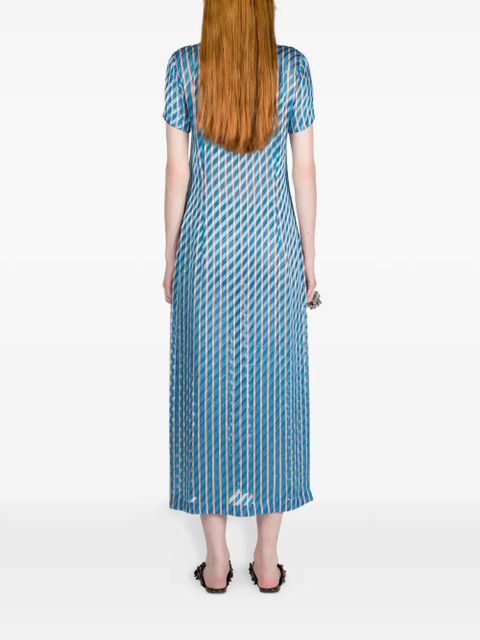DRIES VAN NOTEN devoré shirt midi dress - Blue
