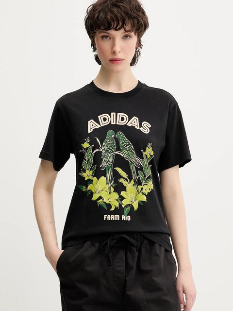adidas t-shirt bawełniany x Farm Rio damski kolor czarny JV8609 - zdjęcie produktu nr 1