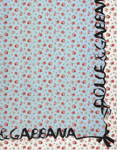 Dolce & Gabbana floral-print ribbon scarf - Blue - zdjęcie produktu nr 2