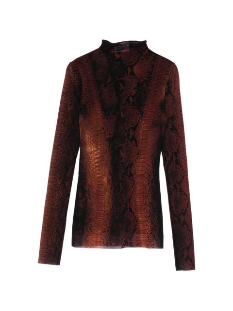 Jean Paul Gaultier snakeskin high-neck T-shirt - Brown - zdjęcie produktu nr 1