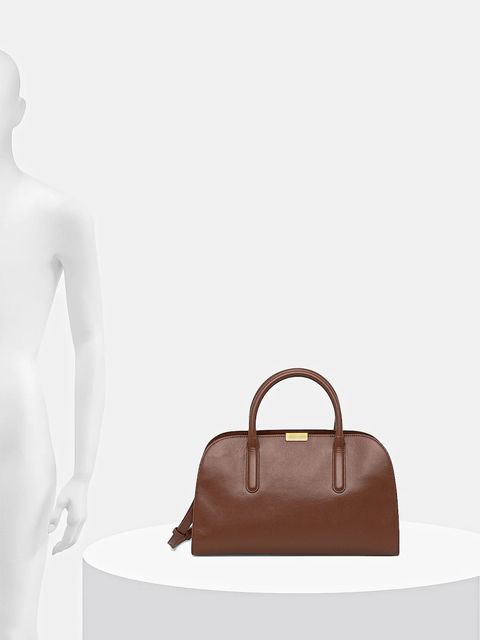 Tommy Hilfiger torebka skórzana kolor brązowy AW0AW18205