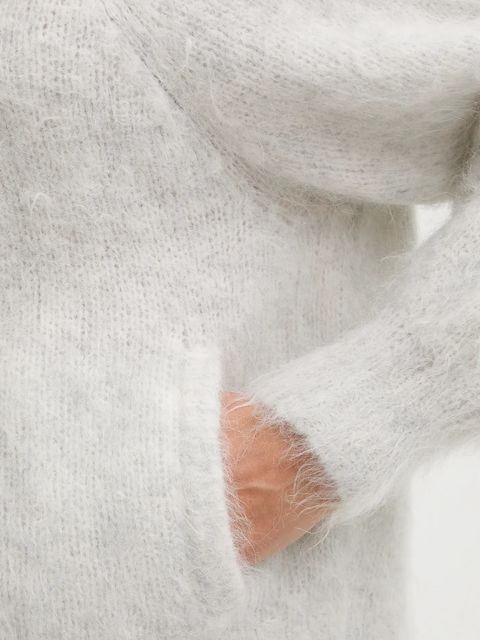 American Vintage kardigan z dodatkiem alpaki damski kolor szary lekki NIB19A