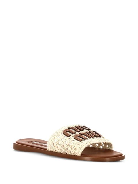 Miu Miu open-toe logo-detail sandals - Neutrals