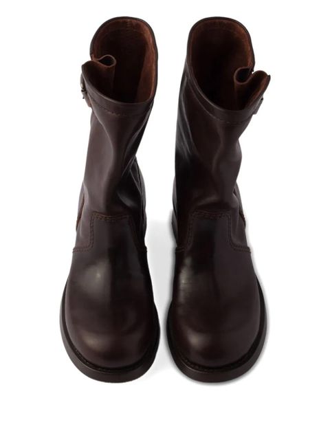 Prada 40mm logo-buckle leather boots - Brown - zdjęcie produktu nr 2