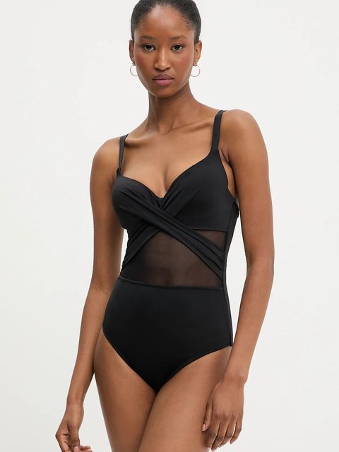 Answear.LAB jednoczęściowy strój kąpielowy kolor czarny lekko usztywniona miseczka