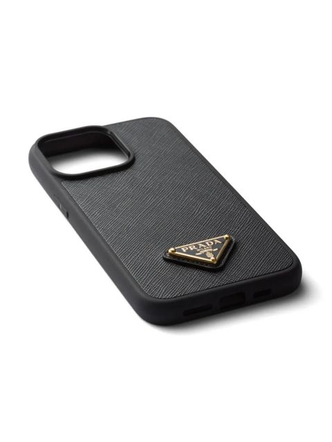 Prada triangle-logo iPhone 15 Pro Max case - Black