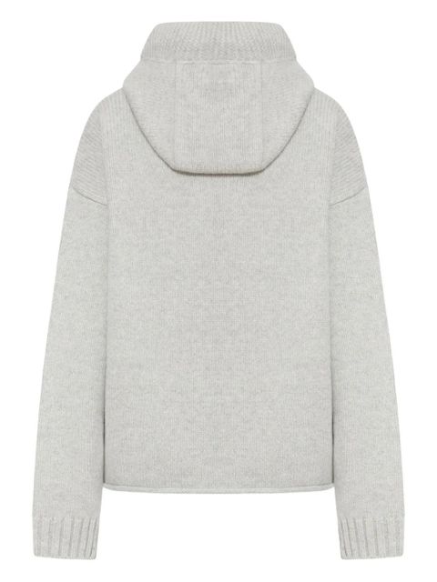 JW Anderson wool anchor-embroidery hoodie - Grey - zdjęcie produktu nr 2