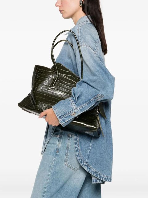 The Attico La Passeggiata croc embossed medium tote bag - Green