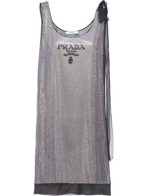 Prada crystal-embellished chiffon dress - Silver - zdjęcie produktu nr 1