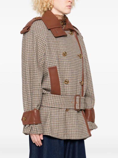 ZIMMERMANN checked belted leather-trimmed jacket - Neutrals