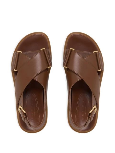 Marni cross-strap leather sandals - Brown