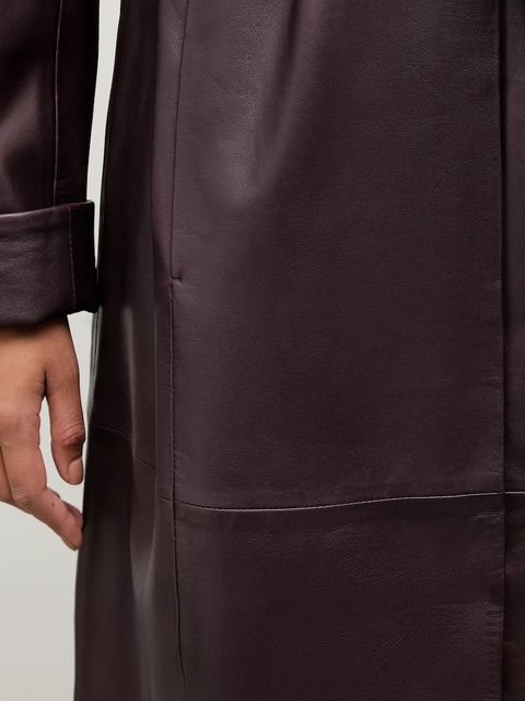 Answear.LAB płaszcz skórzany kolor bordowy
