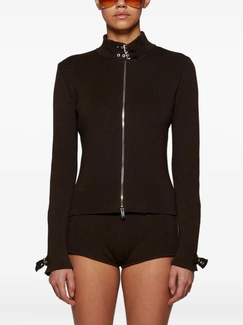 Magda Butrym zip-front ribbed top - Brown