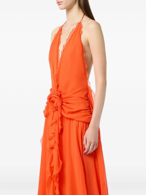 Blumarine ruffled floral dress - Orange